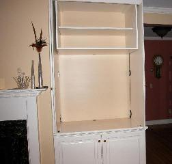 Custom Made Entertainment Center Wine Glass Rack Before